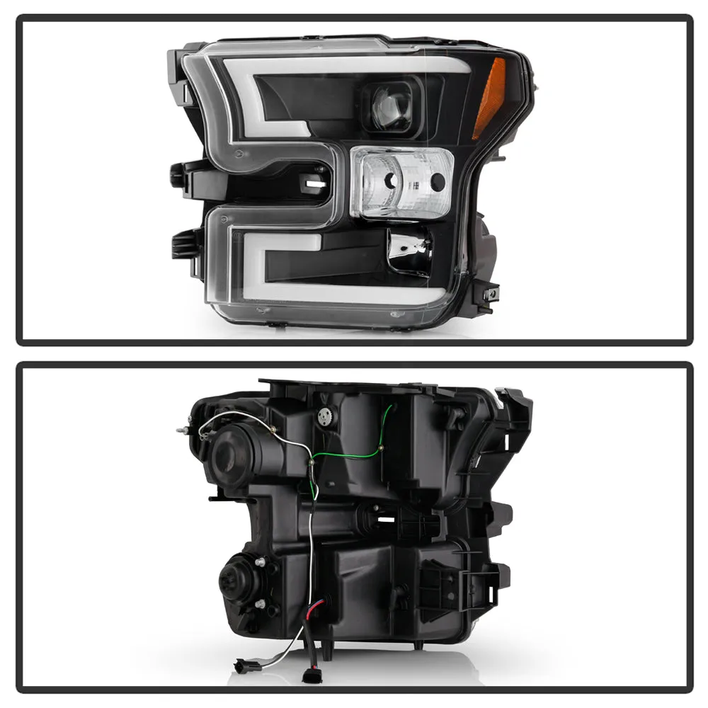 ( Spyder Platinum ) Ford F150 2015-2017 Halogen Model Only ( do Not Fit Factory LED Model ) High-Power LED Module (Low Beam) Equipped Headlights - Black - Low Beam: LED (Included) - High Beam: - Turn Signal: product image