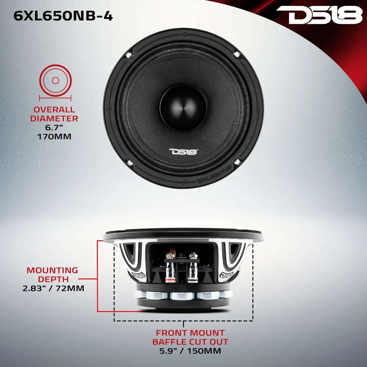 XL 6.5" Neodymium Mid-Range Loudspeaker With Bullet 325 Watts Rms 4-Ohm product image