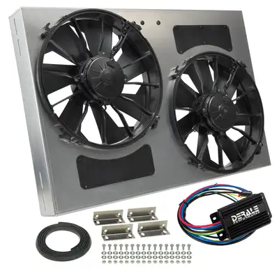 Derale Derale 66837 Powerpack- High Output Dual 12 Electric RAD Fan/Alum Shroud Kit -PWM Controller