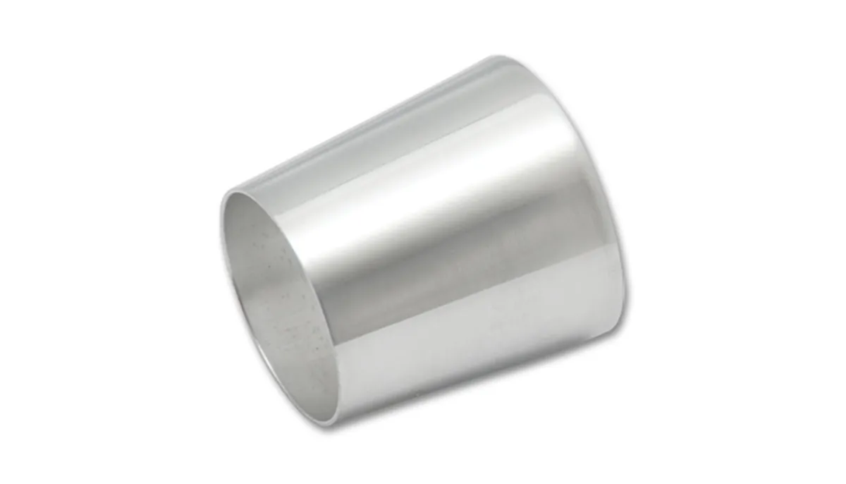 Aluminum Transitions; 2 in. Small Tube Size; 2.5 in. Large Tube Size; 3 in. Length; 1.8mm Wall Thickness; 6063 Aluminum; Polished; product image