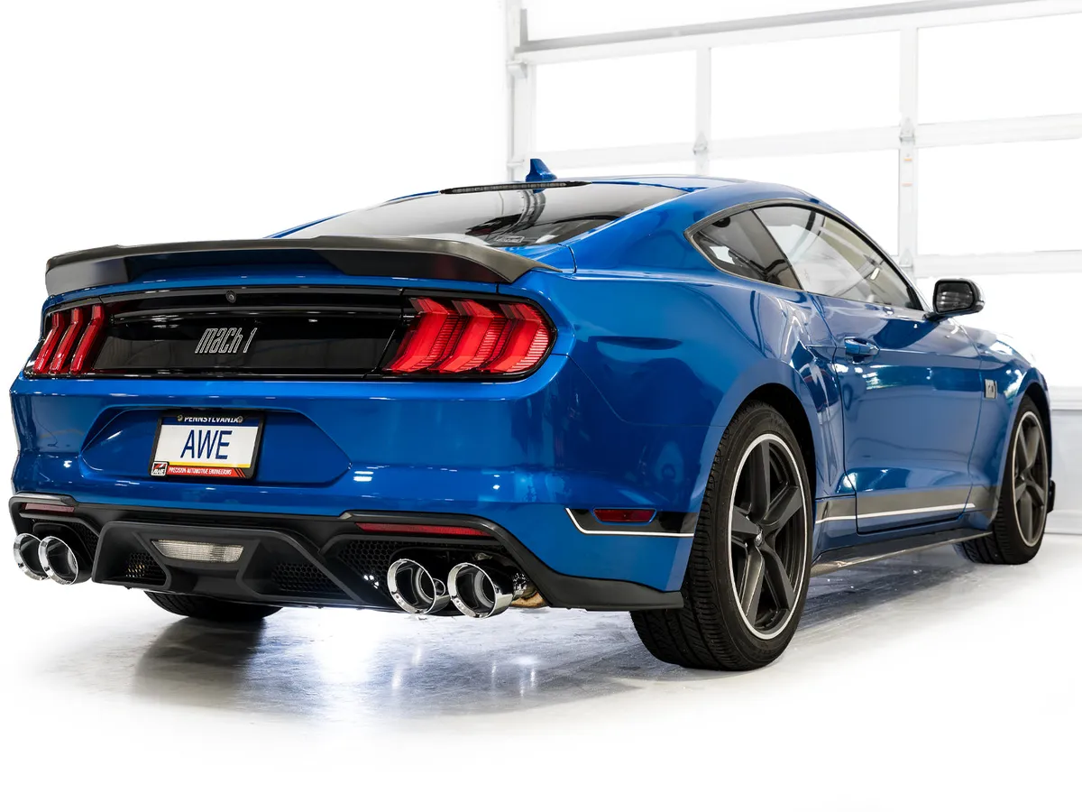AWE SwitchPath Exhaust for Ford Mustang S550 Mach1 - Quad Diamond Black Tips 3025-43551 product image