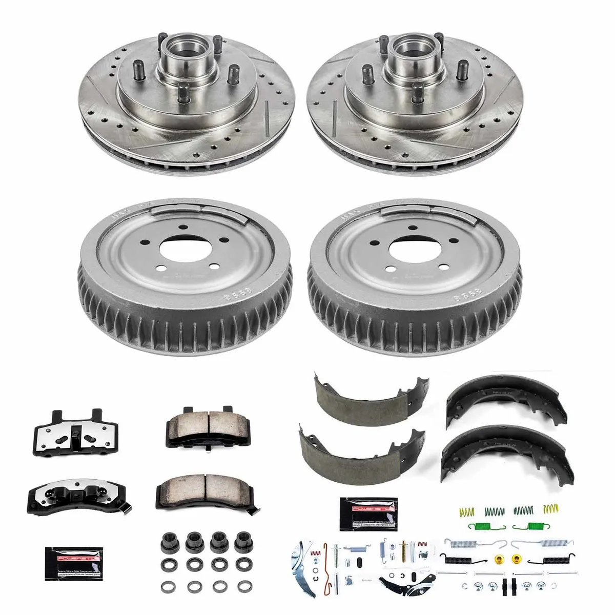 Z36 Truck/Tow Upgrade Kit: Drilled/Slotted Rotors; Carbon-Fiber Ceramic Pads W/Hardware; Coated Drums; Shoes W/Hold Down And Adjuster Kit product image