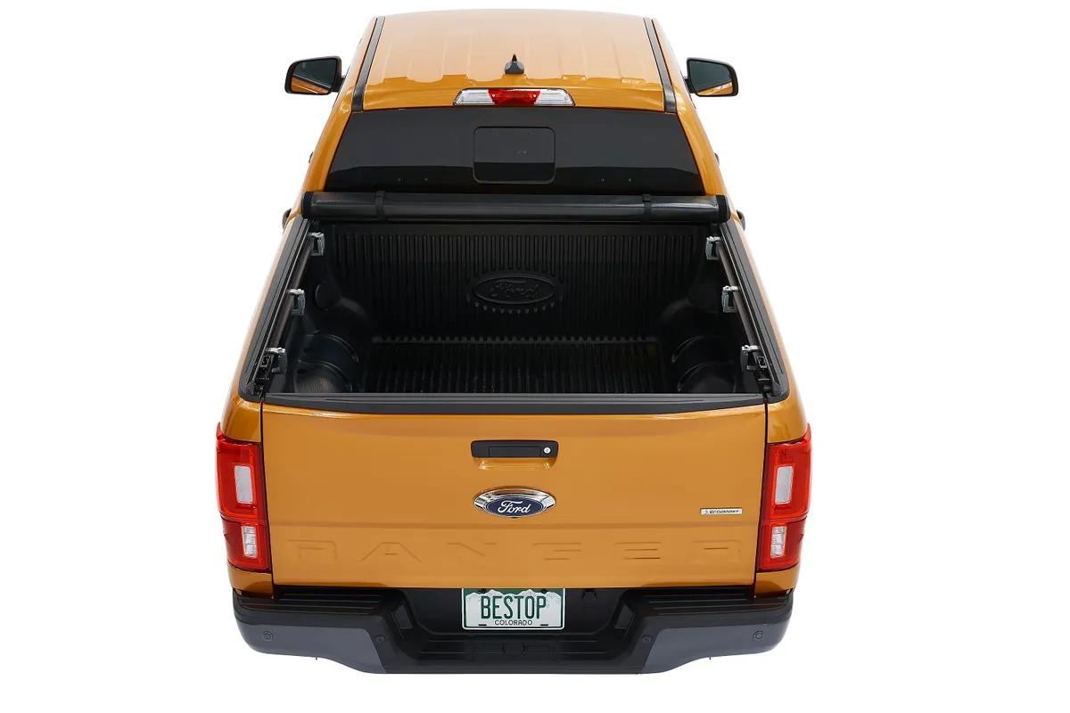EZ-Roll Soft Tonneau Cover For Ford 2019-2024 Ranger 6.0 Foot Black Tailgate Spoiler Not Included Bestop product image