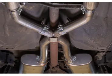 Exhaust X-Pipe Kit Intermediate Pipe 2.5 in Crossover Incl Special Angled Rear Legs Natural 409 Stainless Steel Pypes Exhaust product image
