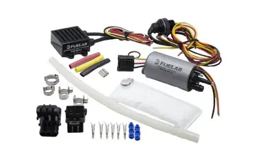 Fuelab 500lph In-Tank Brushless Fuel Pump with 9mm Barb and 6mm Barb Siphon 72002 Controller 74101 Feed Thru Pre-Filter Wire Lead Harness FUELAB