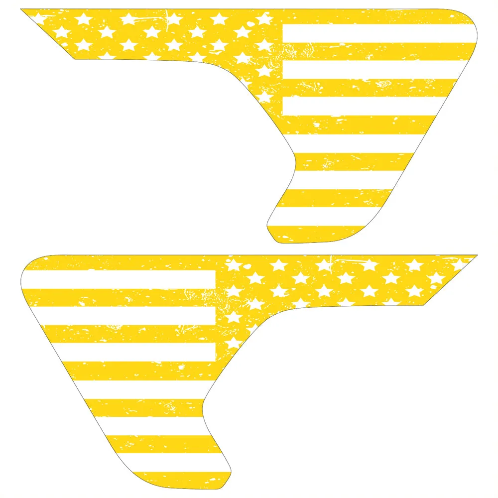 Distressed White & Yellow Flag 2pc Vinyl Fender Decal product image