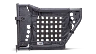 Body Armor Trail Doors; Gen III; Pair; Rear; Steel; Nylon Webbing Included; Textured Black Powder Coat;