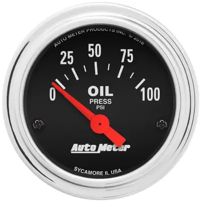 AutoMeter Gauge, Oil Pressure, 2 1/16", 100psi, Electric, Traditional Chrome
