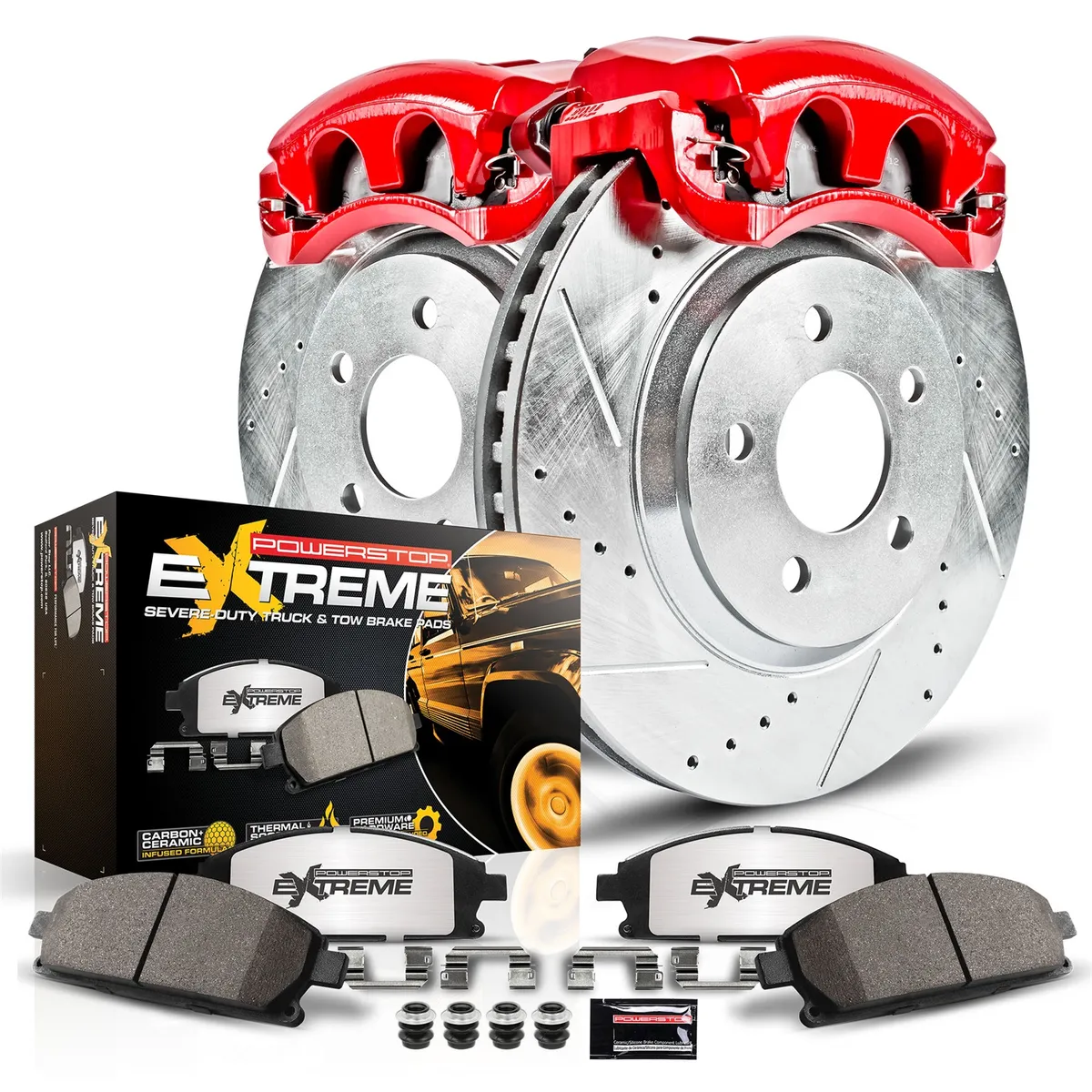 Z36 Truck/Tow Upgrade Kit: Drilled/Slotted Rotors; Carbon-Fiber Ceramic Pads; Powder Coated Calipers product image