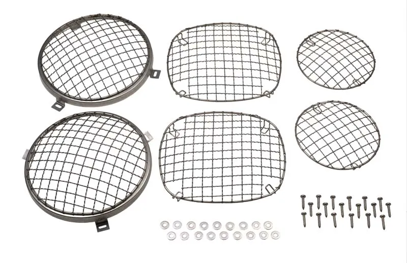 Jeep CJ Wire Mesh Guard Set 6 Pieces 76-86 CJ Polished Silver Kentrol product image