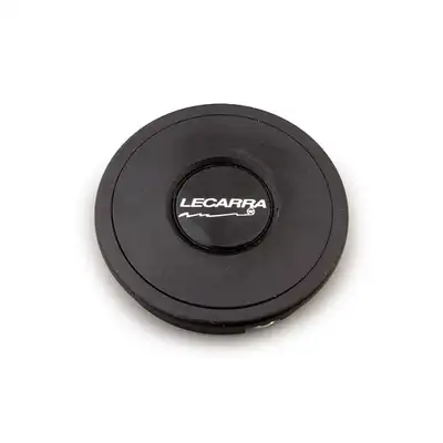 Lokar Horn Button; Fits w/MK4/9 Wheel Steering; Plastic; Single Contact; w/Lecarra Logo; Black;