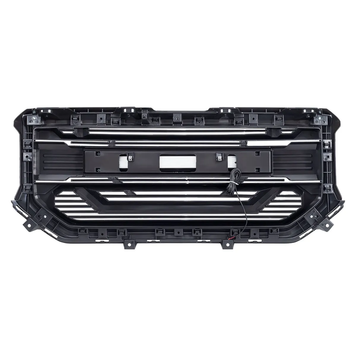 Armor Grille W/ Off-Road Lights & Outer Frame Surround - Glossy Black For 2016-2018 GMC Sierra 1500 product image