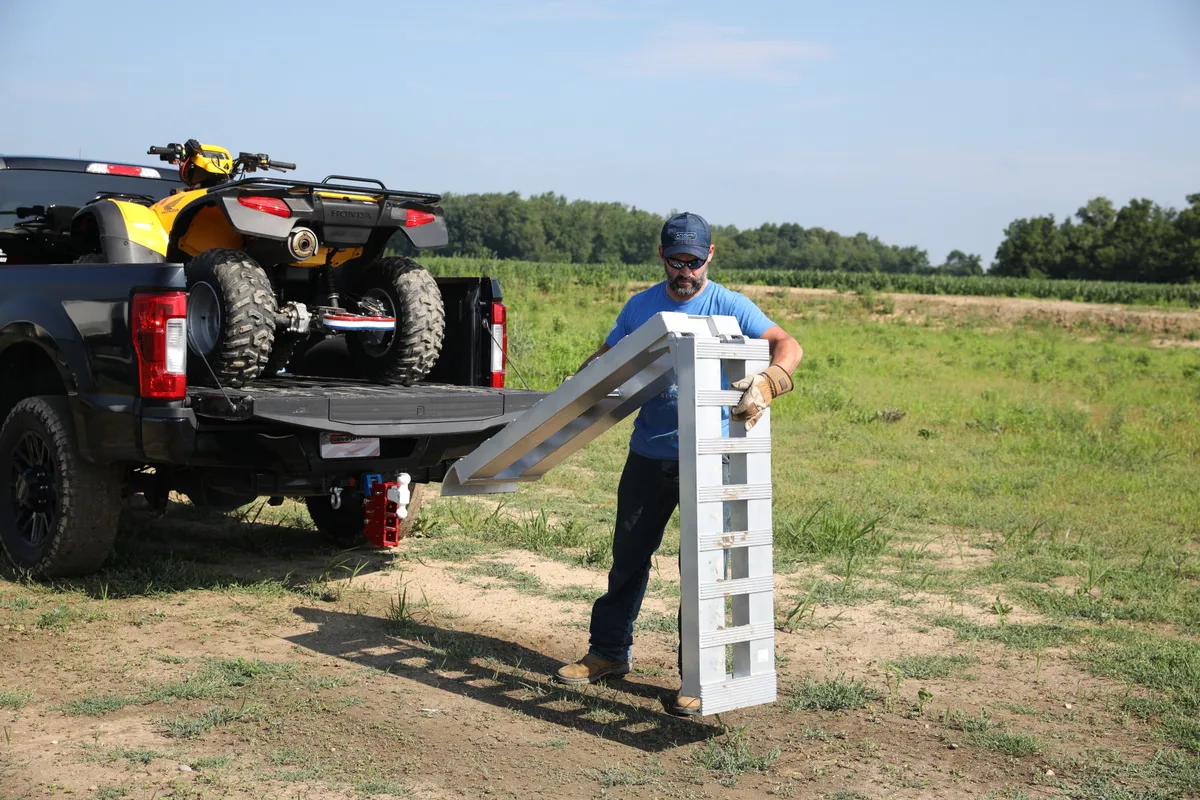 GEN-Y Hitch Heavy Duty 8 ft Foldable Aluminum Loading Ramp Set 3K Capacity Per Ramp