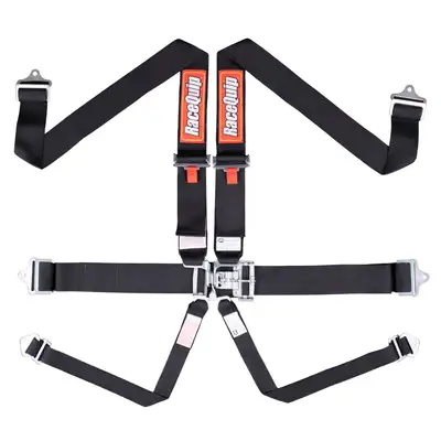 Racequip Latch & Link 6 Point Auto Racing Harness Set Sfi 16.1 Seat Belt Set Black