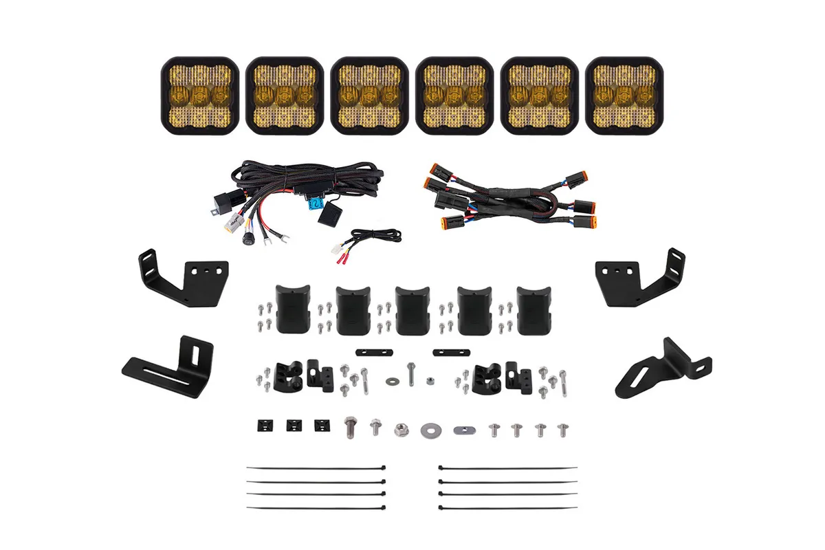 Diode Dynamics Diode Dynamics - SS5 6-Pod CrossLink Mounting Kit for Prinsu/Sherpa Roof Racks, Pro Yellow Combo