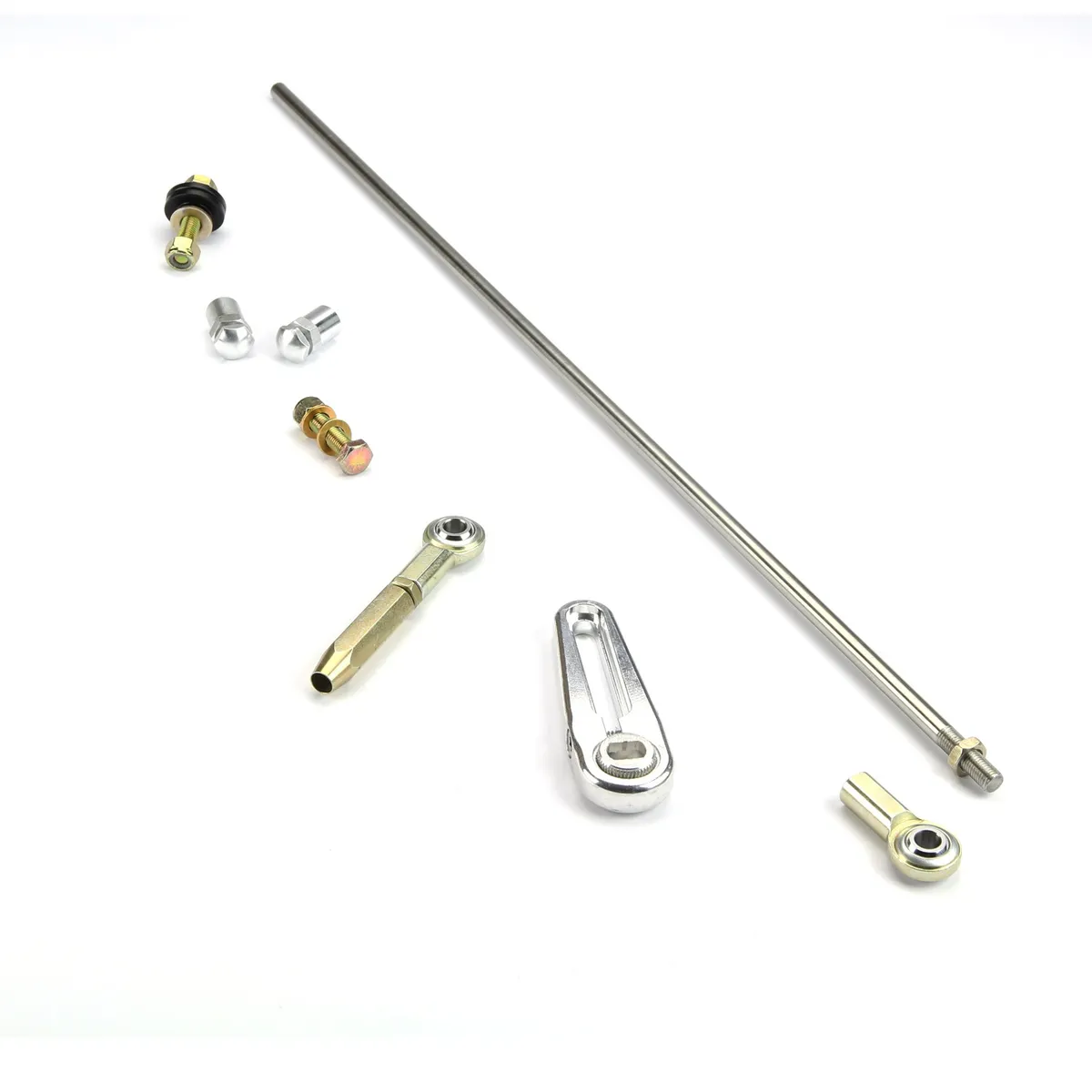 Adjustable Column Shift Linkage Kit; Fits w/GM TH-350/TH-400/700-R4/TH-200/200-4R/4L60/4L60E/4L80E; Incl. Column Bushing/Rod Ends/Hardware; Billet Aluminum; product image