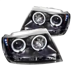 Spyder Auto Spyder Signature Jeep Grand Cherokee 99-04 Projector Headlights - LED Halo - LED Replaceable LEDs - Black - High 9005 Not Included - Low 9006 Not Included