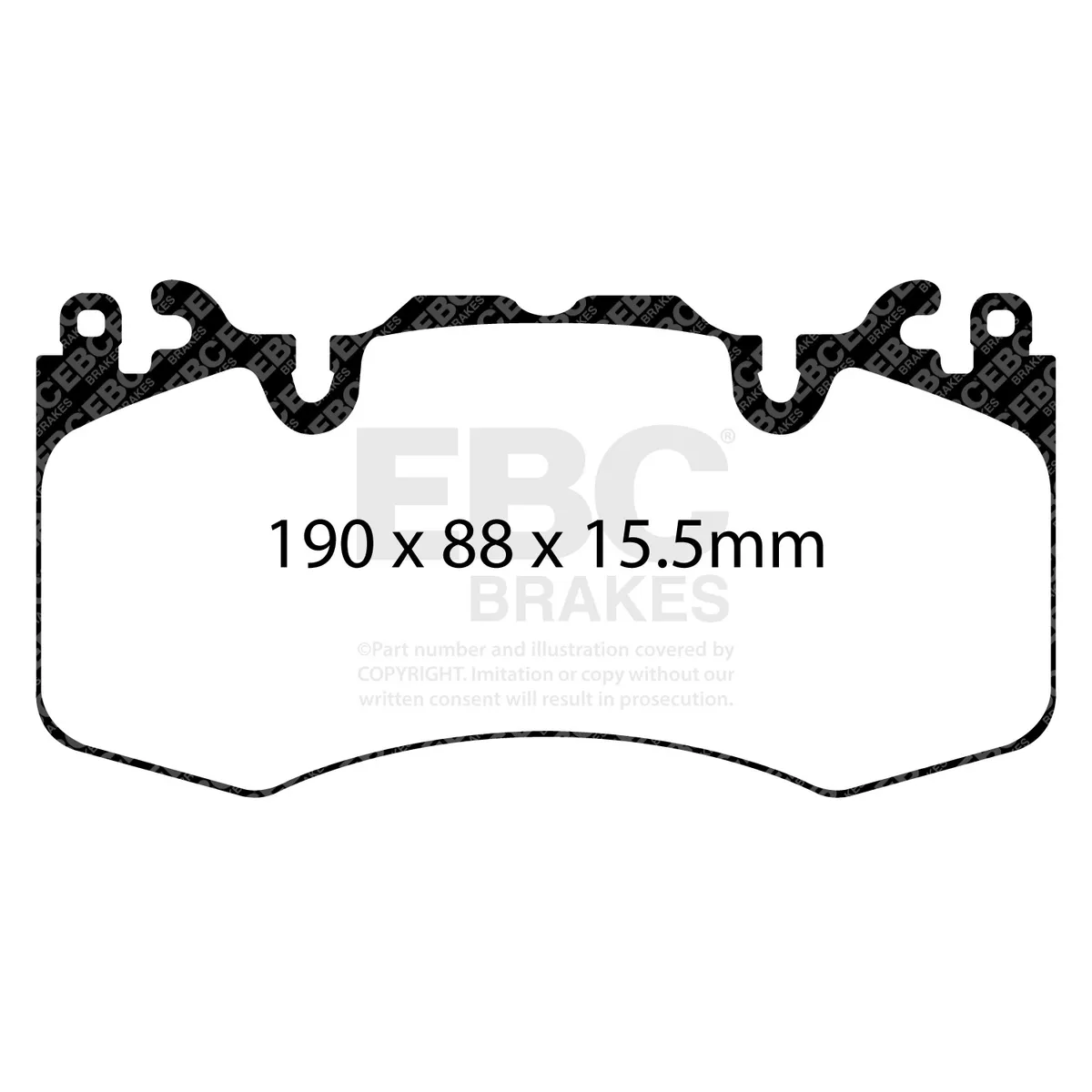 Truck/SUV Extra Duty Brake Pads; FMSI Pad No. D1426; Vented; 380mm Dia.; 62mm Height; 34mm Thick; 79mm Center Hole Dia.; Pad Dimensions: 190 x 96 x 15.5mm; product image