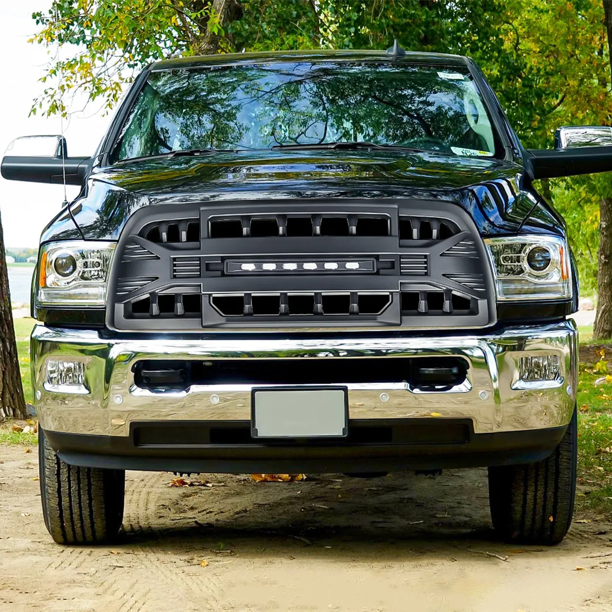 American Modified Amdeba00143 Armor Grille With LED Off-Road Lights - Matte Black product image