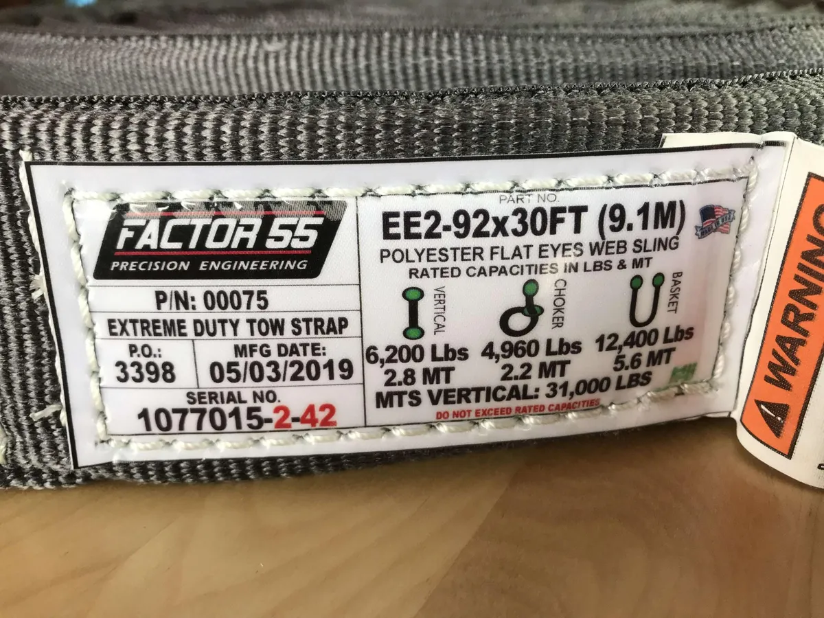 30 Foot Tow Strap Extreme Duty 30 Foot x 2 Inch Gray Factor 55 product image