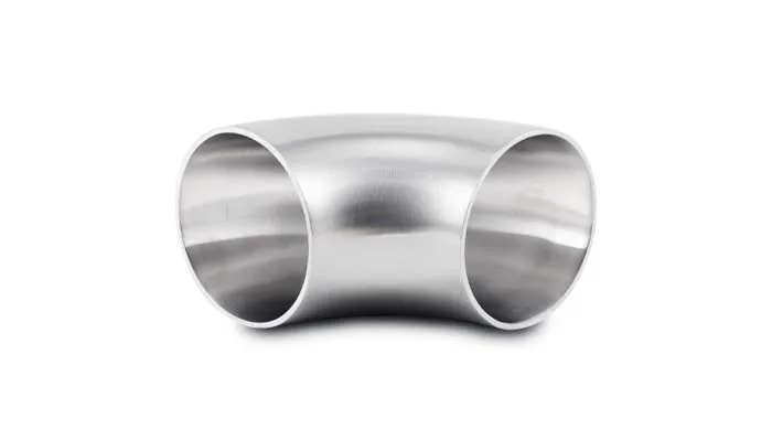 90 Degree Stainless Steel Bend; 2.5 in. OD; 2.5 in. Centerline Radius; 2.5 in. Length From Tangent; 0.083 in. Nominal Wall Thickness; Brushed; product image