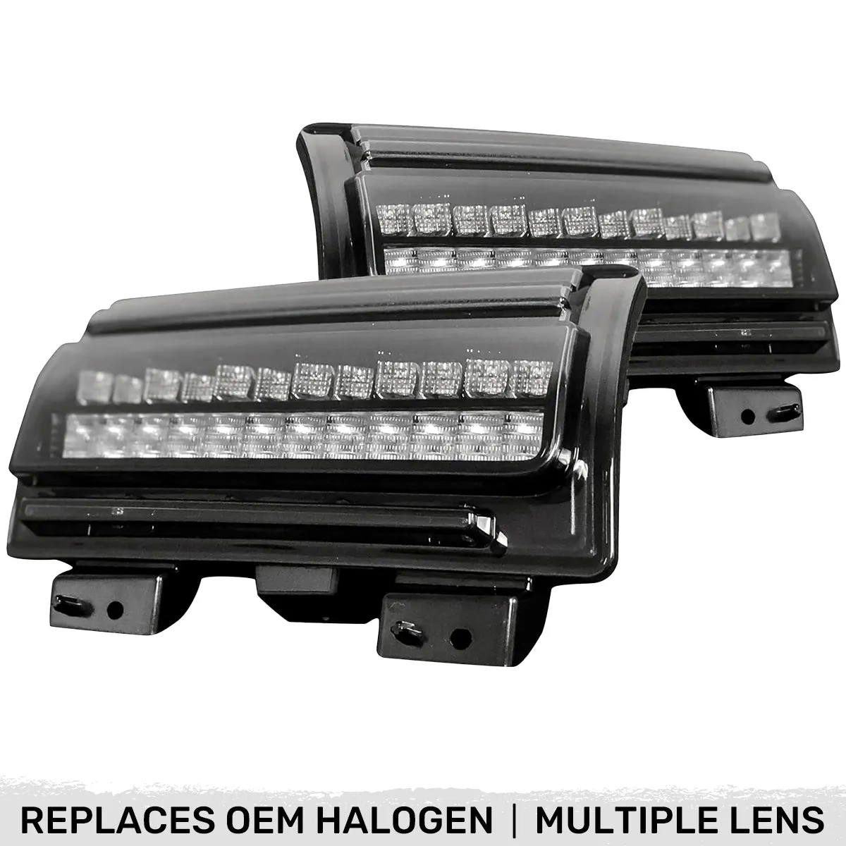 Recon Accessories Jeep Wrangler JL 18-25 Ultra Bright White DRL Oled Amber Scanning Switchback Turn Signals Fender Lights (Replaces OEM Halogen) - Multiple Lens