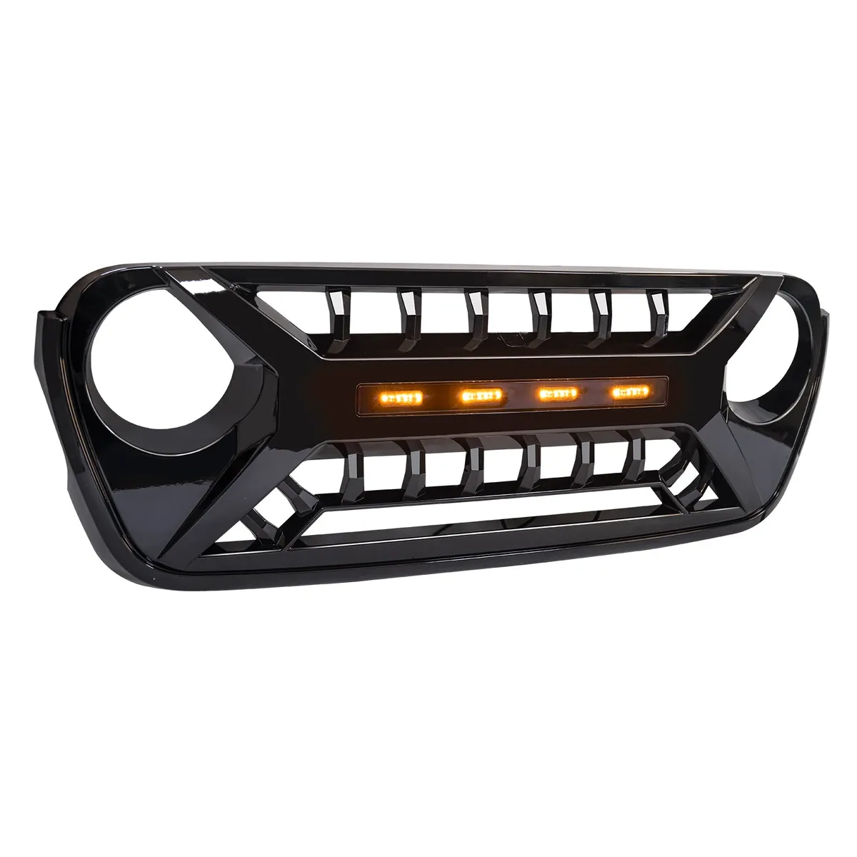 Armor Grille W/ Amber Lights - Glossy Black For 18+ Jeep Wrangler JL & Gladiator JT product image