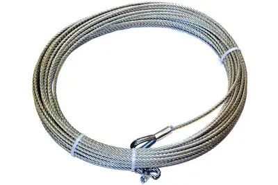 Warn WARN - 5/16 Inch Diameter x 150 Foot Length; Galvanized Aircraft Wire; Loop on One End and Wire Rope Terminal on Other End