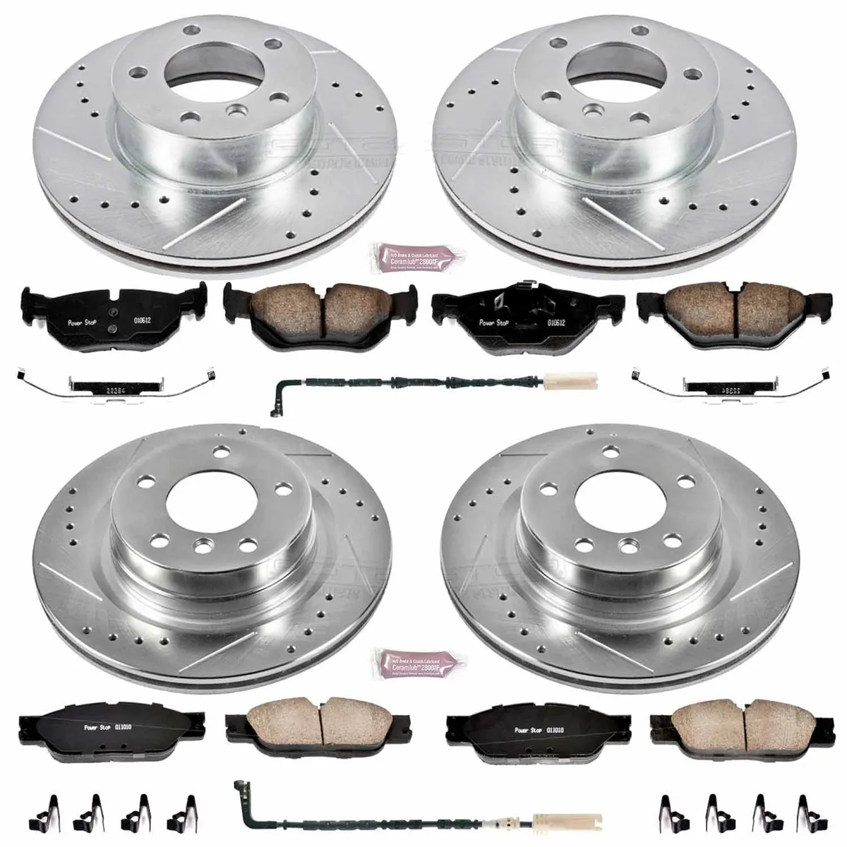 Z23 Evolution Sport Upgrade Kit: Drilled/Slotted Rotors; Carbon-Fiber Ceramic Pads W/Hardware; Pad Sensors product image