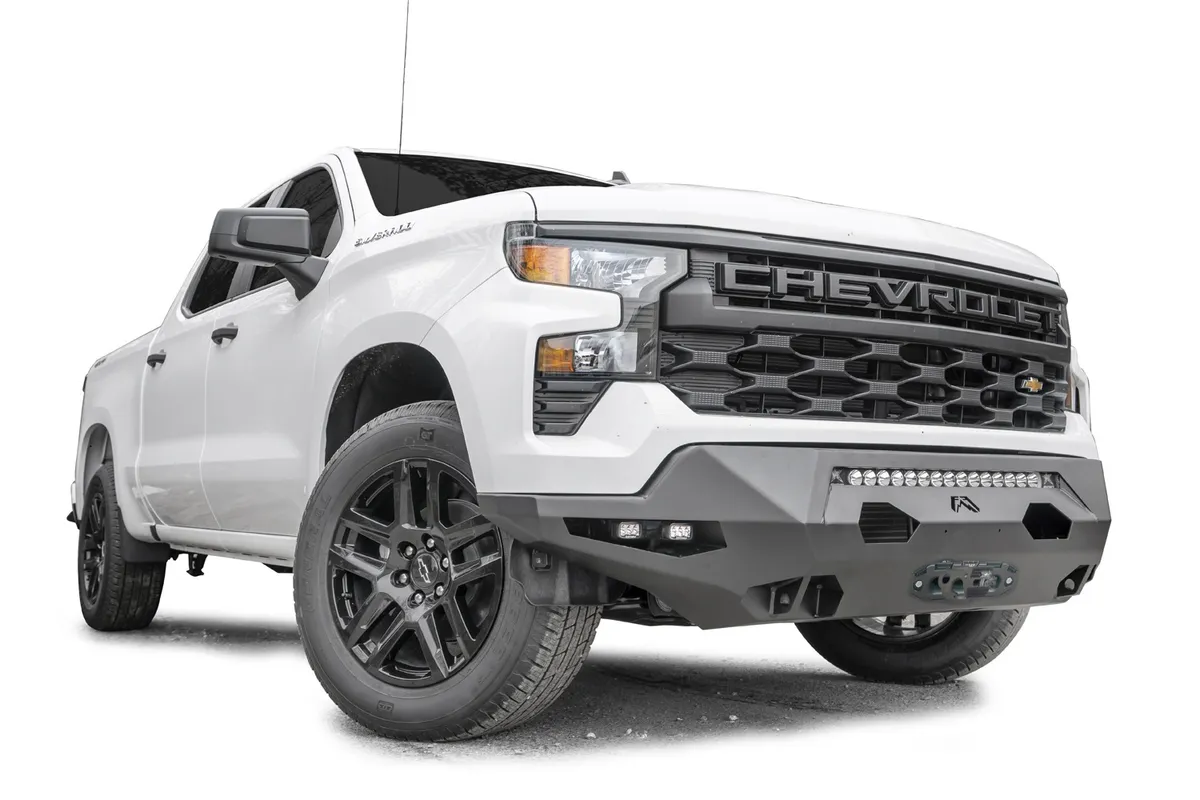 Matrix Front Bumper; 2 Stage Black Powder Coated; Sensor Bumper; w/No Guard; product image