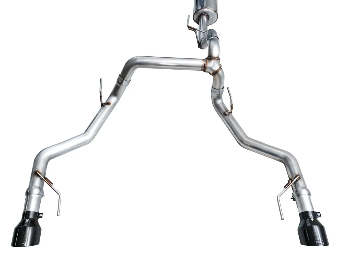 AWE 0FG Resonated Catback for 21 Ford F-150 Tremor (With Bumper Cutouts) - Chrome Silver Tips 3015-32402 product image