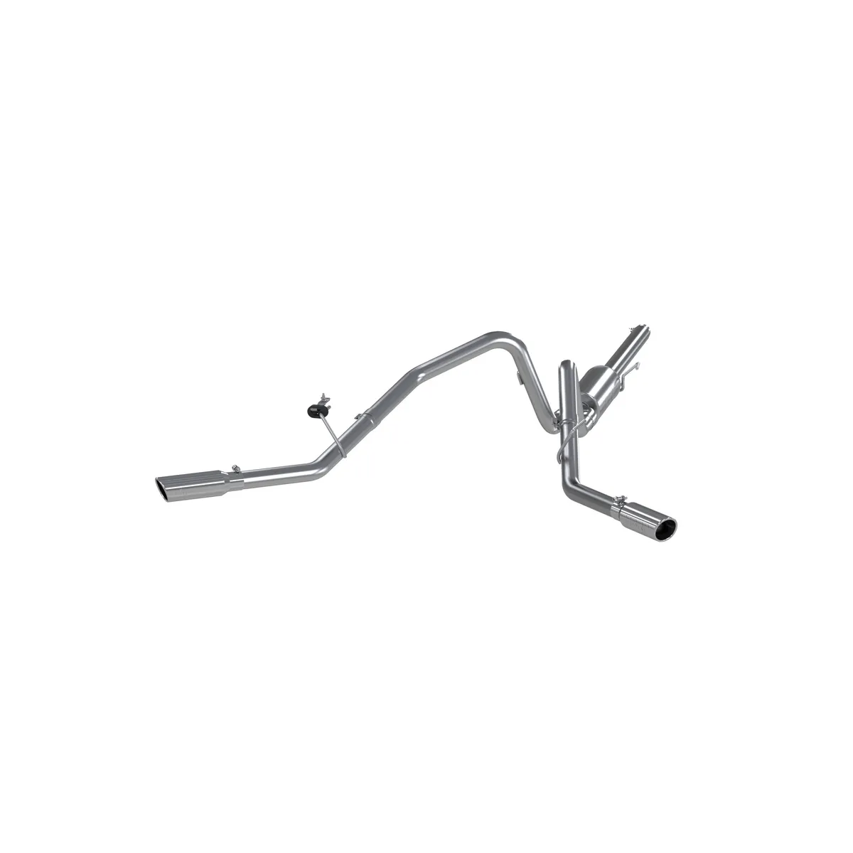 Armor Lite Cat Back Exhaust System; 2.5 in.; Incl. Ext. Pipe/Muffler/Over Axle Pipes/Tailpipes/Hardware/3.5 in. OD Tips; Dual Split Side Exit; Aluminized; product image
