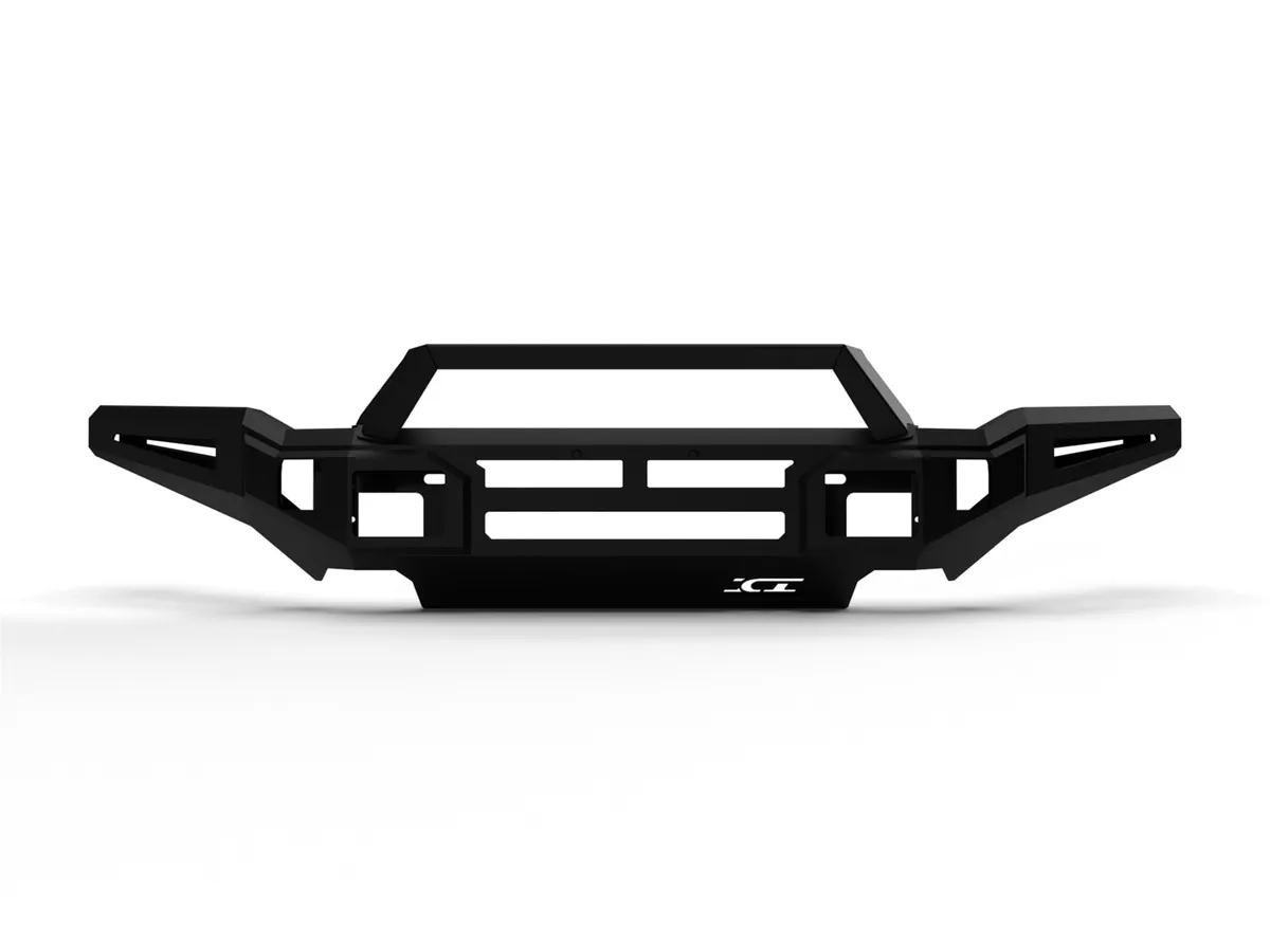 Alumilite Front Bumper; w/ 3.5 in. Double Or Single Square Light Holes; w/ Bolt-On RT Series Light Bracket; Fits w/o Or w/ Parking Sensors; Retains Factory Tow Hooks; Non-Winch; product image