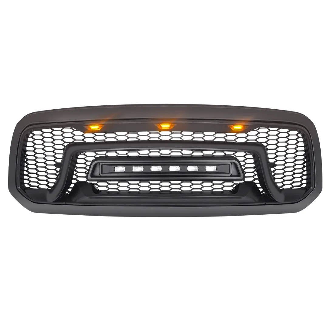 Armor Grille W/ Off-Road Lights - Matte Black For 2013-2018 Dodge Ram 1500 product image