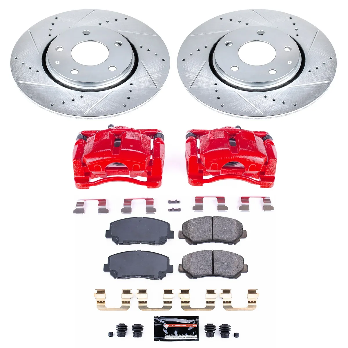 Z23 Evolution Sport Upgrade Kit: Drilled/Slotted Rotors; Carbon-Fiber Ceramic Pads; Powder Coated Calipers product image