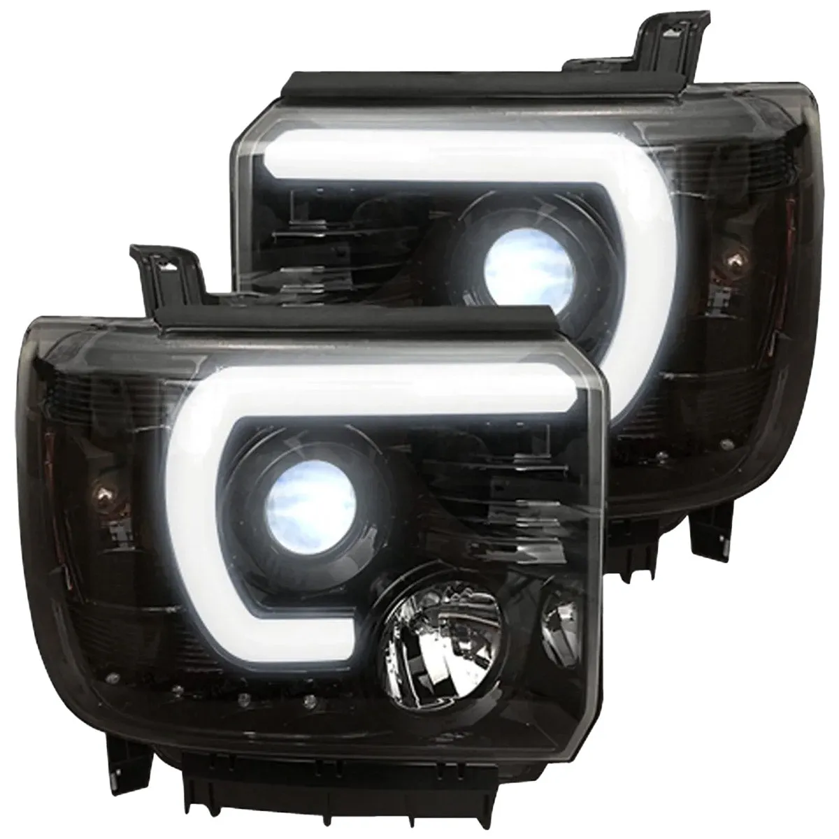 Gmc Sierra 3500 15-19 Dually Projector Headlights w Oled Amber Drls & Scanning Oled Amber Turn Signals in Smoked/Black product image