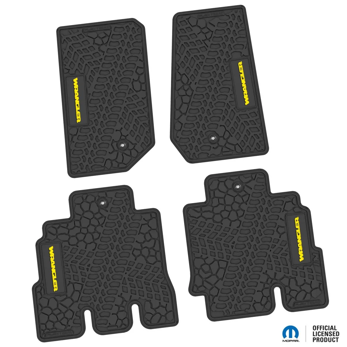 07-13 Jeep JKU 4 Dr Front and Rear -Tire Tread/Scorched Earth Scene w/ Wrangler Insert - Black w/ Red Insert product image