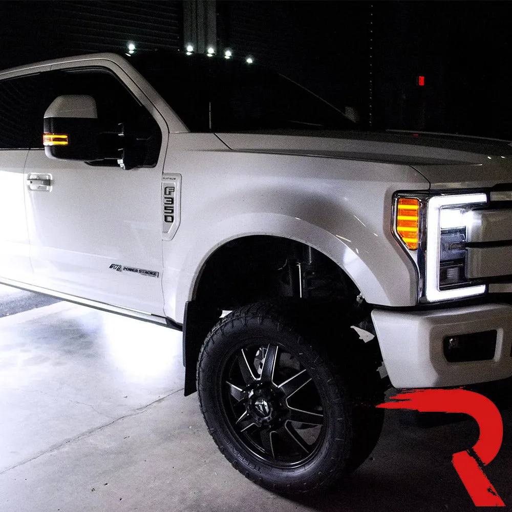 Ford 17-23 Superduty 5-Piece Set Clear Cab Roof Light Lens With 2-Way Forward Rear Facing White Ultra High-Power Leds - Attn This Cab Light Set is For a Fresh Install on a Truck That Did Not Come With OEM Cab Roof Lights no Square Hole Required - on product image