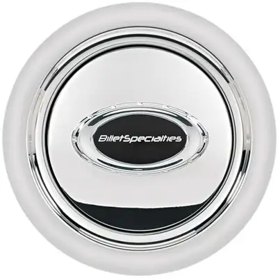Billet Specialties Horn Button Smooth Polished w/Black Logo