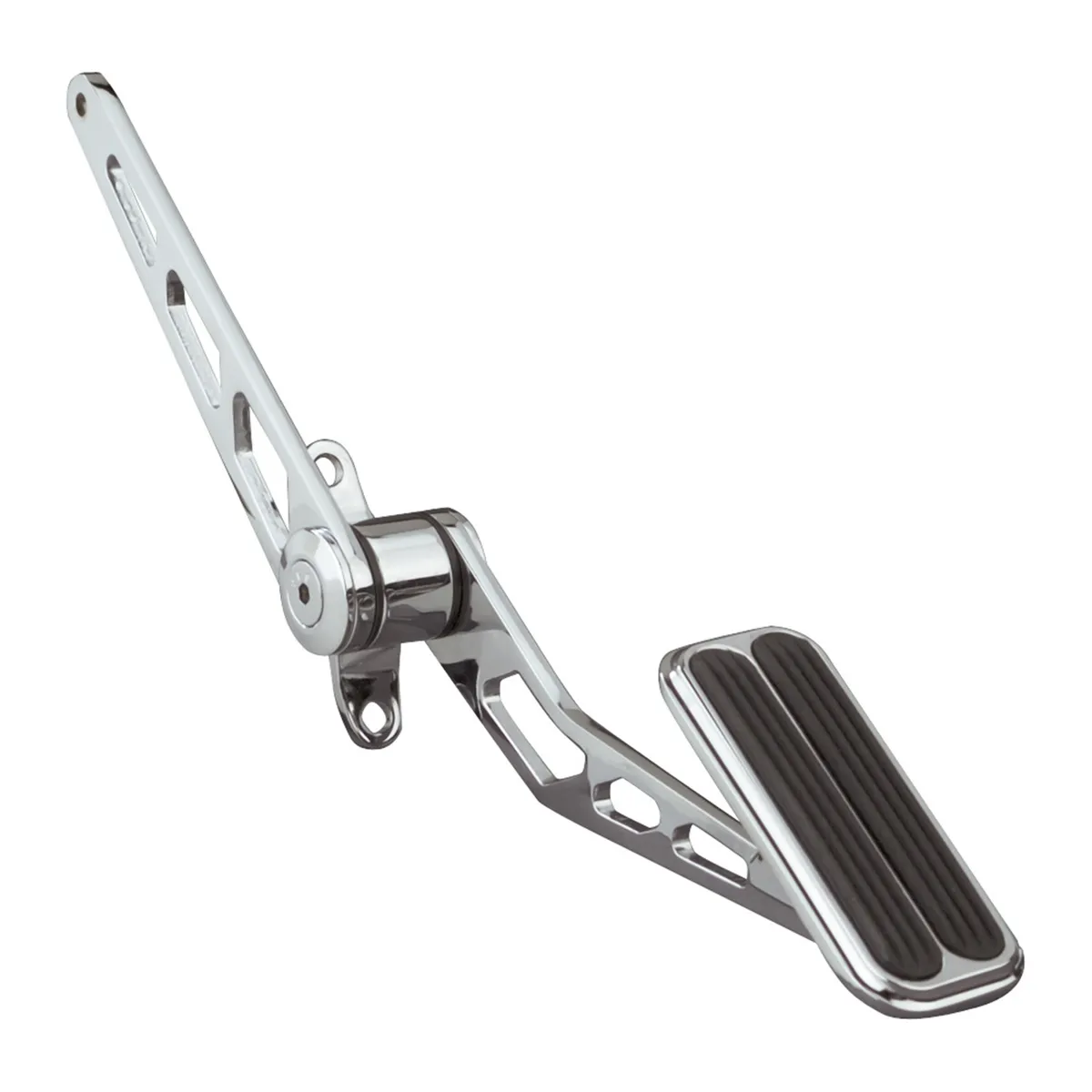 Throttle Pedal Assembly; Chrome Plated Steel; Spring Loaded; Splined Lower Arm; Incl. Mounting Bracket; w/Rubber Insert; Steel; product image