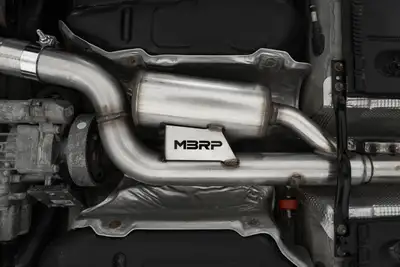 MBRP Exhaust 2017-19 Volkswagen Golf Sportwagen and Alltrack 1.8T Armor Pro T304SS 3 Inch Cat-Back, 2.5 Inch Dual Split Rear, Carbon Fiber Tips, Factory Through Bumper MBRP