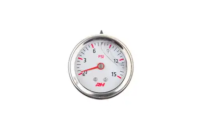 Redhorse Performance Liquid Filled Fuel Pressure Guage 1/8 Npt Inlet 15psi White W/Silver Scr