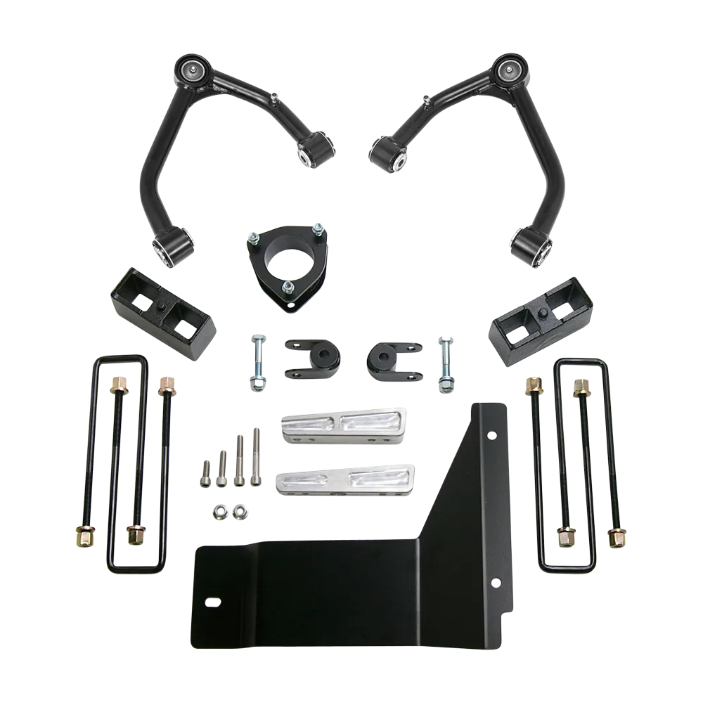 ReadyLift 4ft. SST Lift Kit Front with 3ft. Rear Blocks with Upper Control Arms for Cast Steel OE Upper Control Arms without Shocks