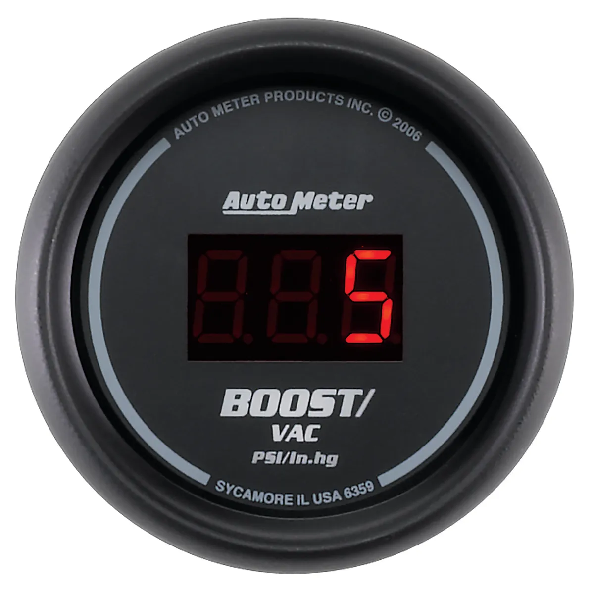 Gauge, Vac/Boost, 2 1/16", 30inHg-30psi, Digital, Black Dial w/ Red LED product image