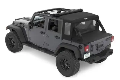 Bestop Jeep Wrangler Halftop Soft Top Conversion Kit For Jeep 2007-2018 Wrangler JK 4 Door Black Premium Twill Bestop