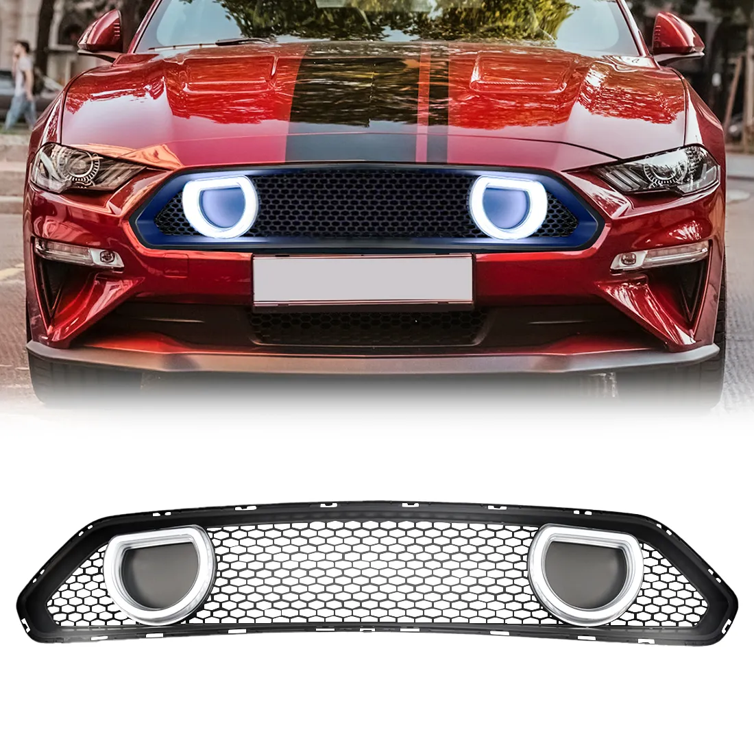 American Modified Amfmca00612 Mach 1 Style Front Upper Grille With DRL And Turn Signal Lights product image
