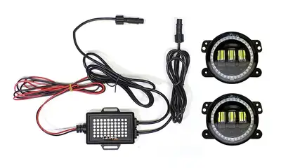 Quake LED Quake LED - Qte905 - Jeep Jk/Cj/Tj 4 Inch 30 Watt Fog Light RGB HD Accent Tempest Series For 1975-1983 Jeep Cj5