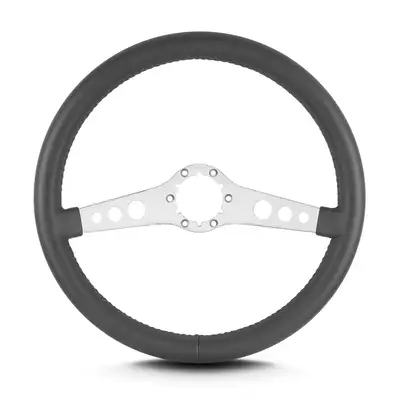 Lokar Lecarra SS Steering Wheel; Dark Grey; Brushed Spokes; 14 in. Standard Grip;