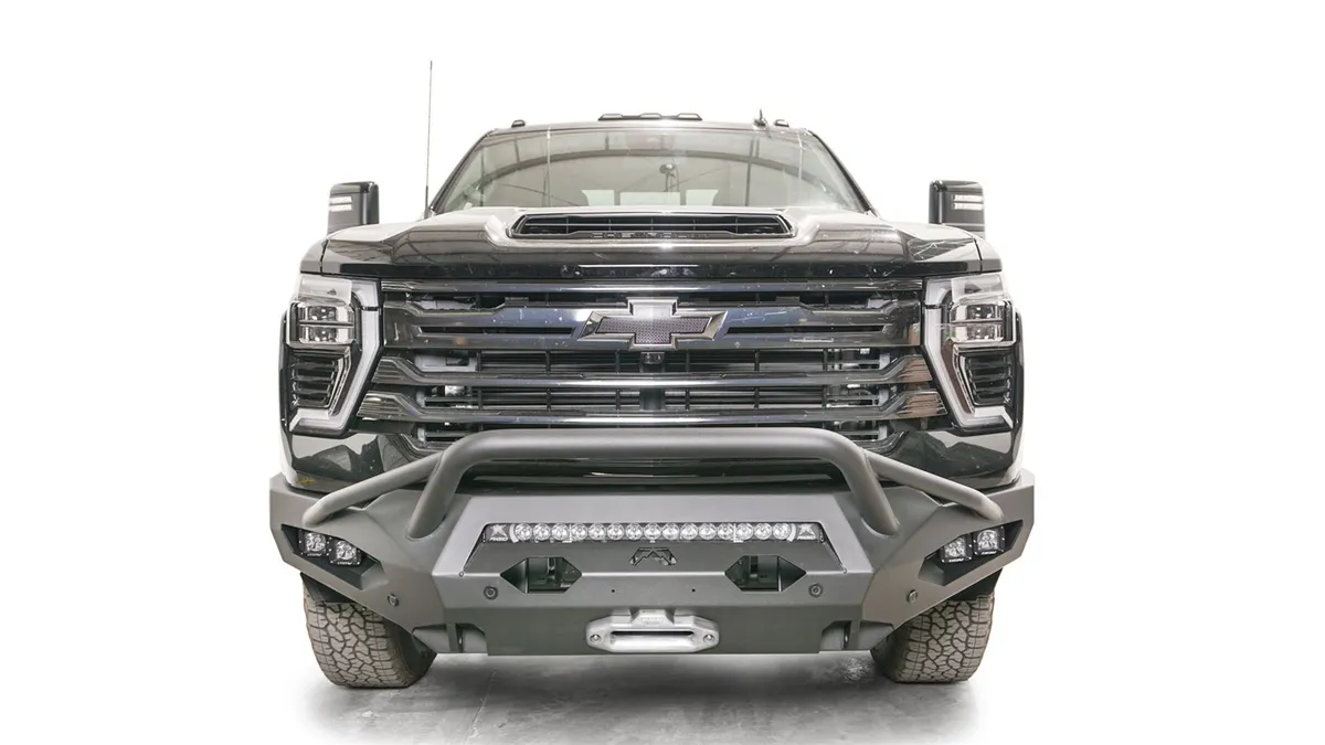 Matrix Front Bumper; 2 Stage Black Powder Coated; w/Pre-Runner Guard; product image