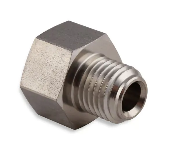 Earl's Hardline Adapter Expander - Stainless Steel - 3/8"-24 Inverted Flare Male for 3/16" Tubing to 7/16"-24 Inverted Flare Female for 1/4" Tubing product image